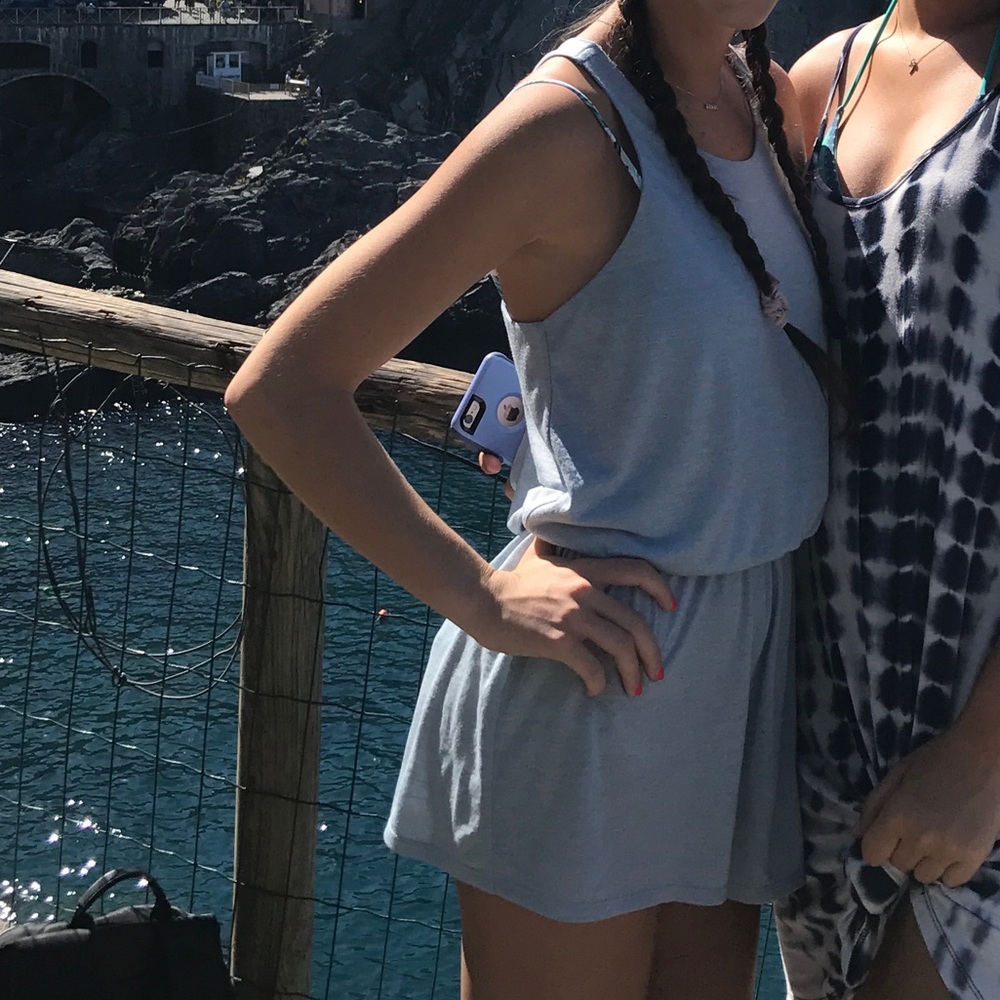 Blue romper with detailed back